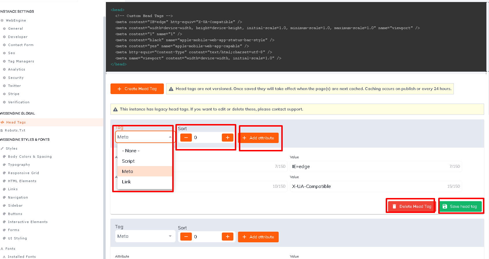 Adding Global Head Tags