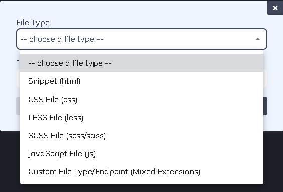 File types offered