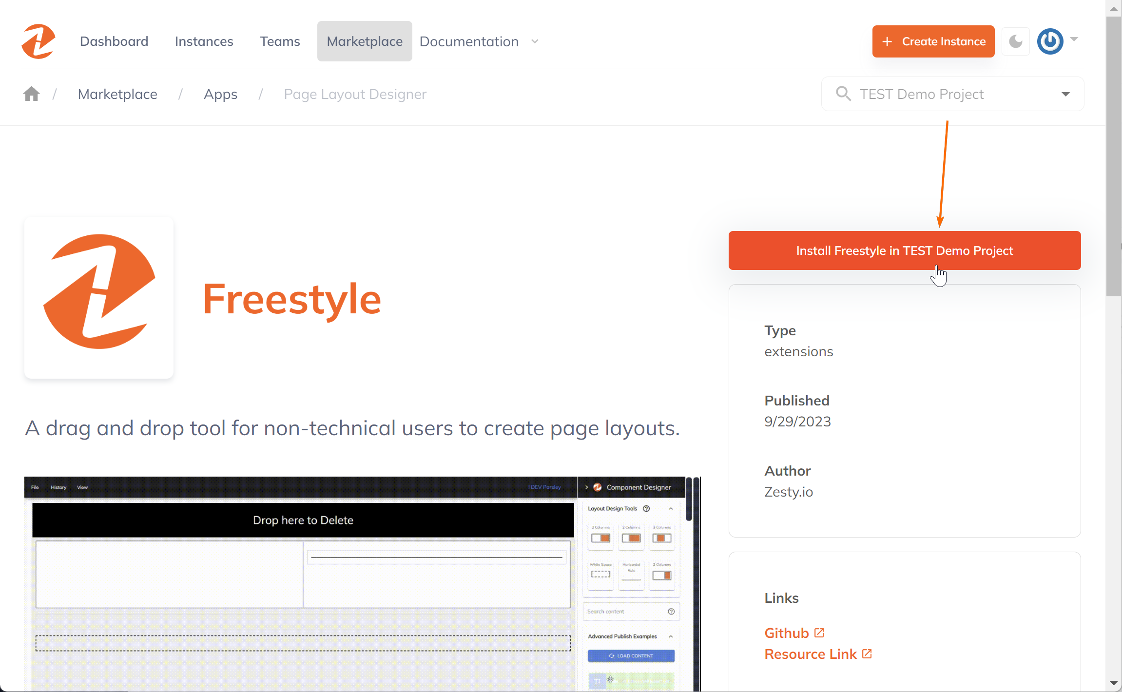 install-Freestyle-app-instance