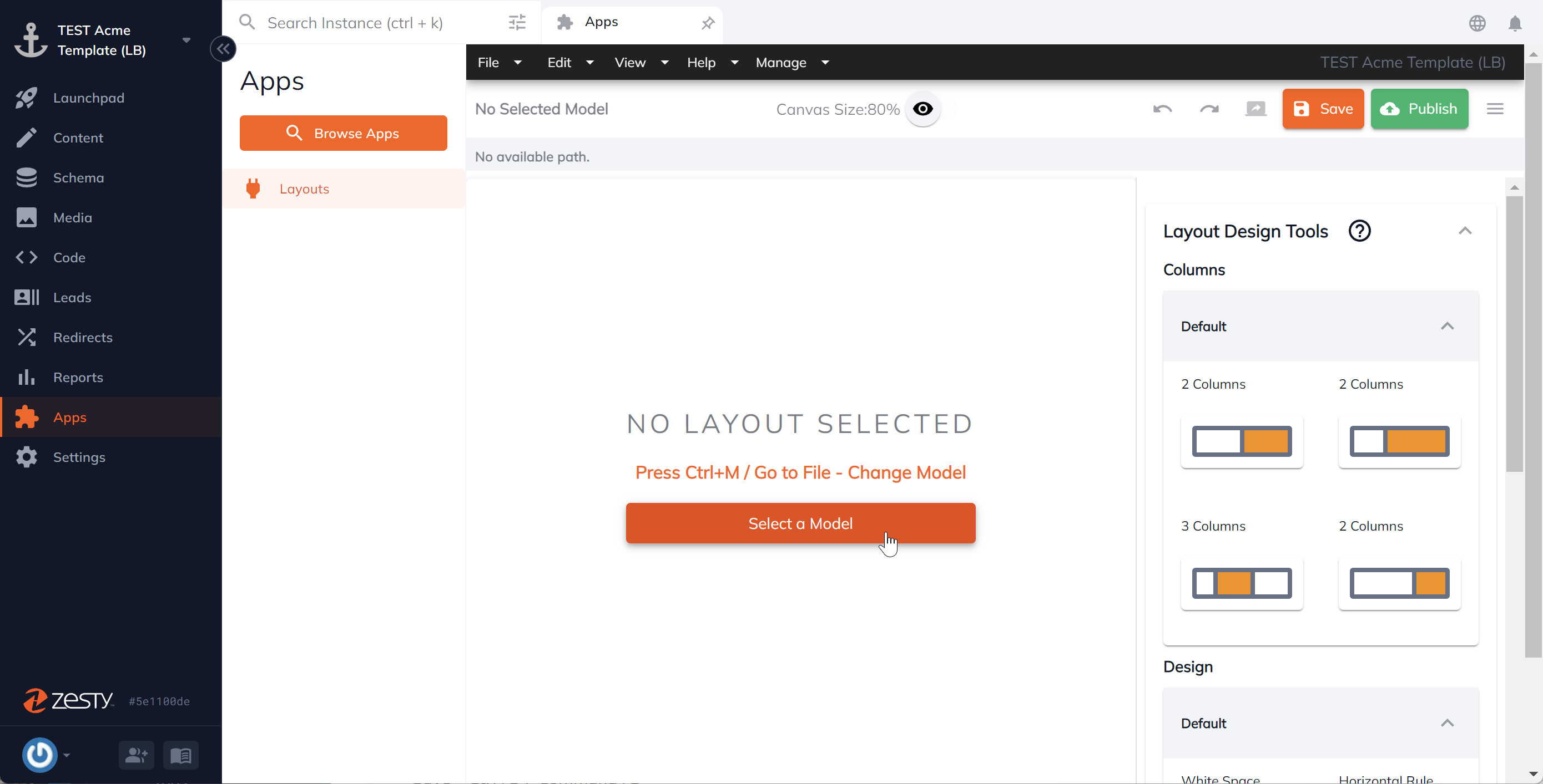 Layouts Select Model