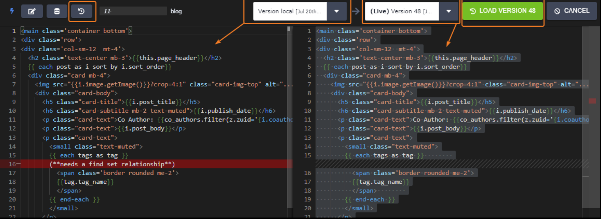 Version comparison and selection